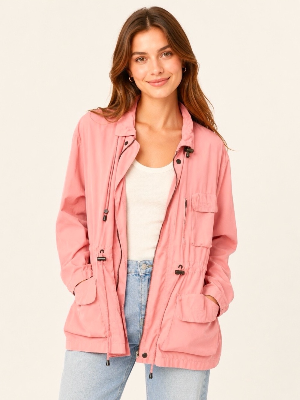 Jennifer Moore | VTG Drawstring Waist Safari Cargo Coat Military Utility Jacket